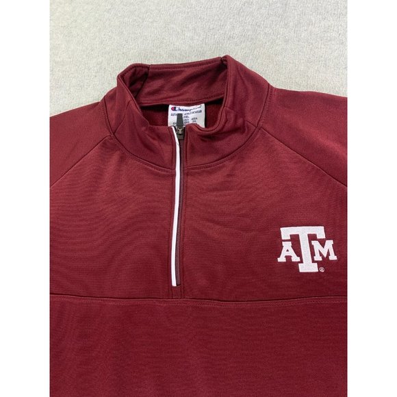 Texas A&M Aggies Champion Half Zip Campus Pullover Sweatshirt (Men's XXL) Maroon - Picture 2 of 12